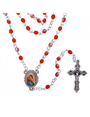 Rosario Cristal Tallado 4mm Rojo