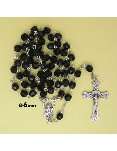 Rosario Cristal Tallado 6mm Negro