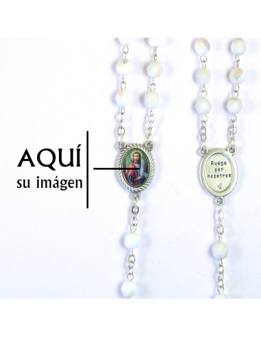 Rosario Cristal Tallado 6mm Blanco
