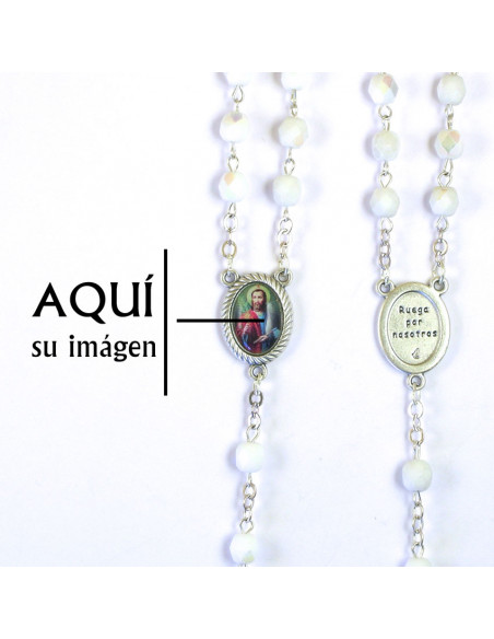 Rosario Cristal Tallado 6mm Blanco