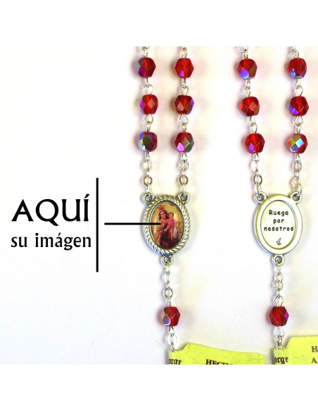 Rosario Cristal Tallado 6mm Rojo