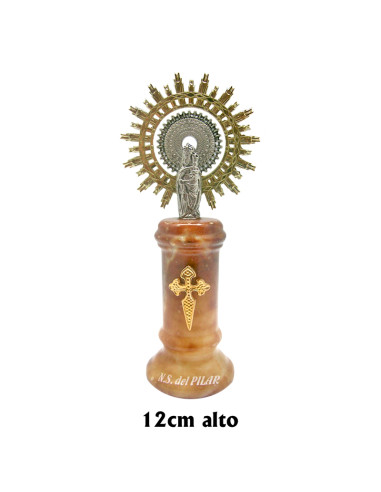 Virgen Pilar 12Cm Pie Alabastro Marron