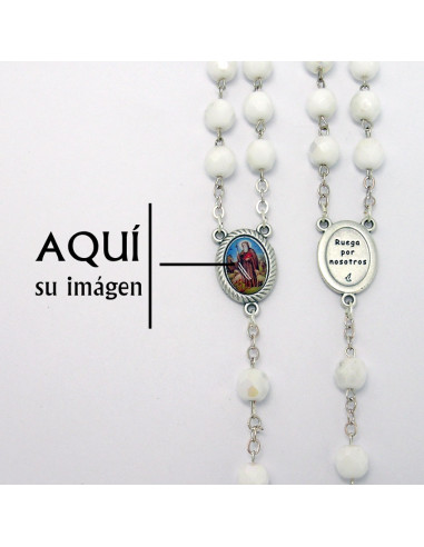 Rosario Cristal Tallado 7mm Blanco