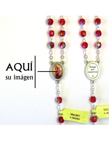 Rosario Cristal Tallado 7mm Rojo
