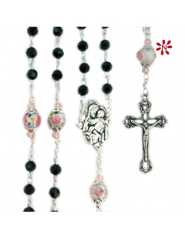 Rosario Cristal Tallado 6mm Negro...
