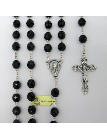 Rosario Cristal Tallado 10mm Negro