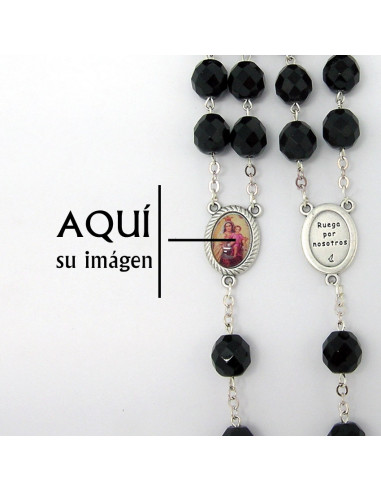 Rosario Cristal Tallado 10mm Negro