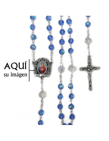 Rosario Cristal Tallado 6mm Azul...