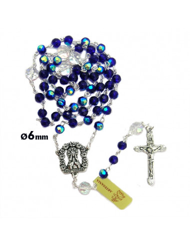 Rosario Cristal Tallado 6mm Azul...