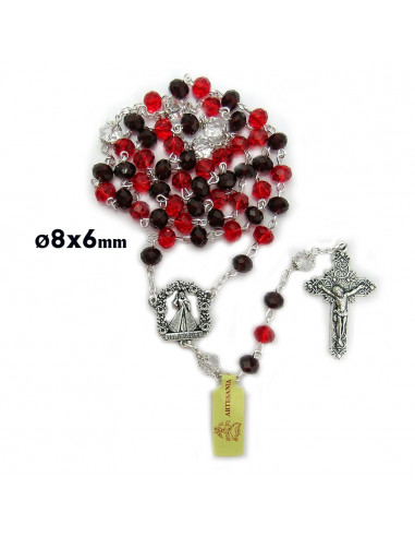 Rosario Cristal Tallado 6mm Reflejos Pater 10mm Con Rosa Interna