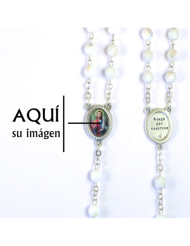 Rosario Cristal Tallado 6Mm Blanco