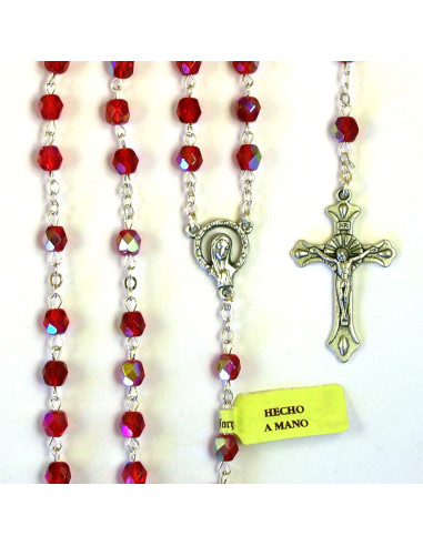 Rosario Cristal Tallado 6Mm Rojo