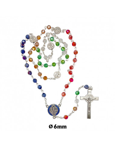 Rosario Cristal Tallado Misionero 6mm San Benito en maria paters y cruz