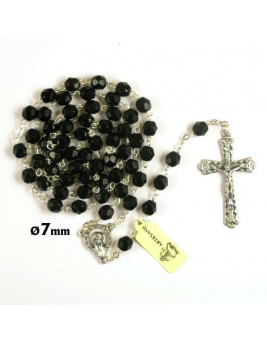 Rosario Cristal Tallado 7Mm Negro