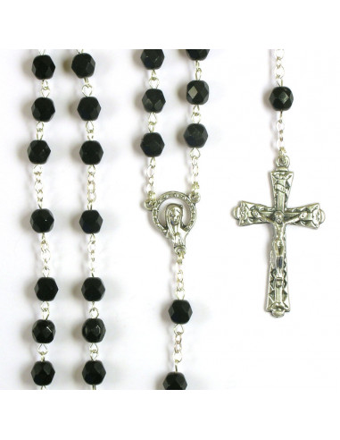 Rosario Cristal Tallado 7Mm Negro