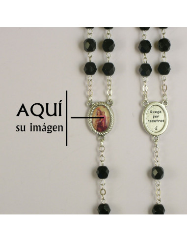 Rosario Cristal Tallado 7Mm Negro