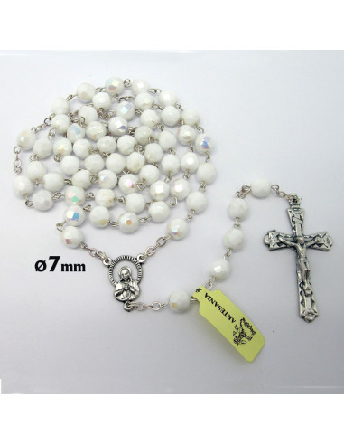 Rosario Cristal Tallado 7Mm Blanco
