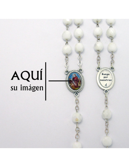 Rosario Cristal Tallado 7Mm Blanco