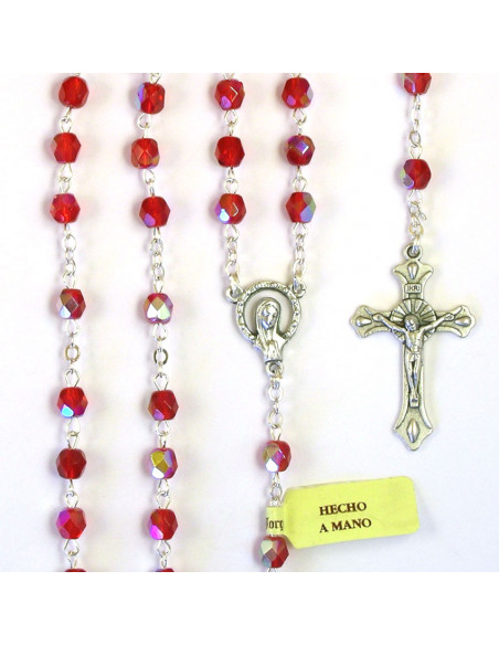 Rosario Cristal Tallado 7Mm Rojo