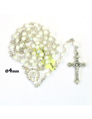 Rosario Cristal Tallado 4Mm Blanco