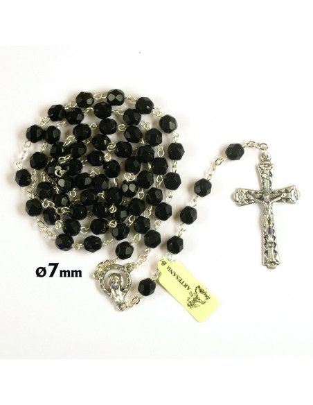 Rosario Cristal Tallado 7Mm Negro