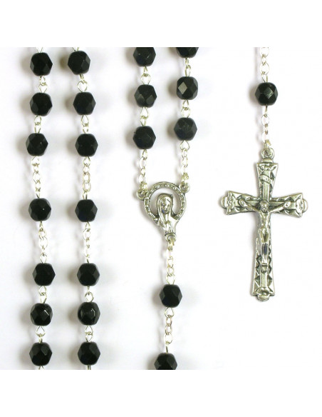 Rosario Cristal Tallado 7Mm Negro