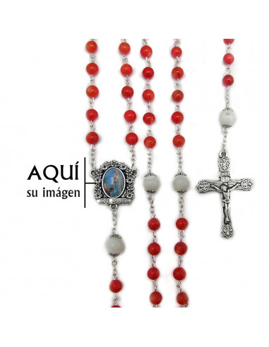 Rosario Cristal Perla Rojo 6mm Paters...