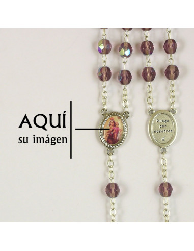 Rosario Cristal Tallado 7Mm Morado