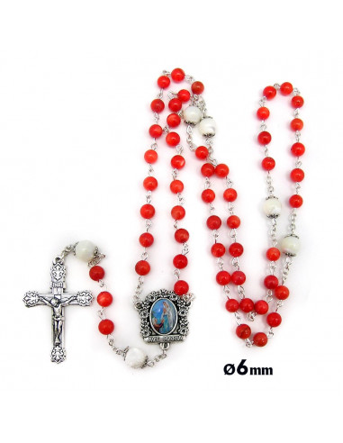 Rosario Cristal Liso 8mm Estampado Rojo