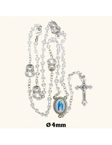 Rosario Cristal 4mm Trasparente MI Angel De La Guarda En Paters