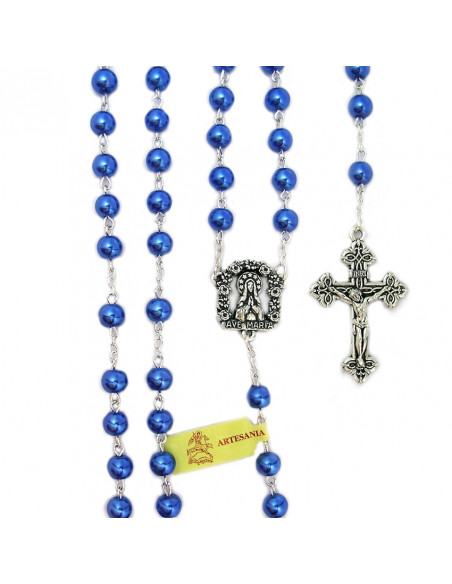 Rosario Cristal Liso 7mm Azul Intenso