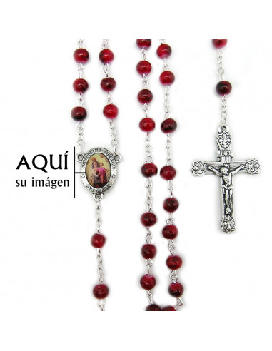 Rosario Cristal Rojo 8mm Misericordioso Paters 8mm Grano Rosa Interna Y Copetas