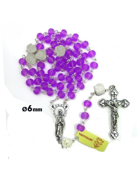 Rosario Cristal Tallado Rojo 6Mm Divina Misericordia En Paters Y Maria Esmaltada