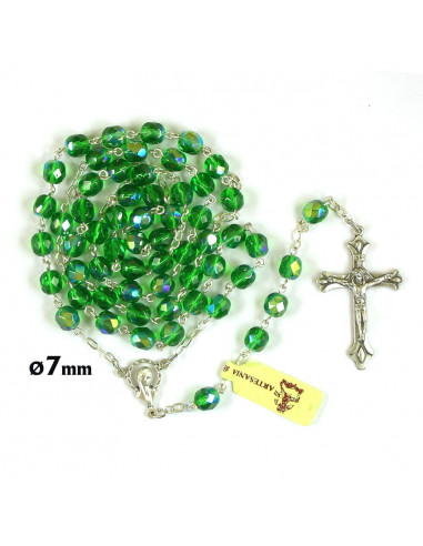 Rosario Cristal Tallado 7Mm Verde
