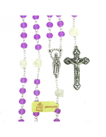 Rosario Cristal Tallado Divina Misericordia 7Mm En Caja