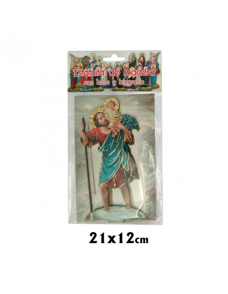 Imagen Lamina Brillo San Cristobal Sobre Madera Mdf Con Base Y Diptico Explicativo