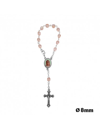 Rosario Cristal Liso 8Mm Azul Cuarteado