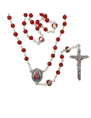 Rosario Cristal Rojo 6mm Tallado Con...
