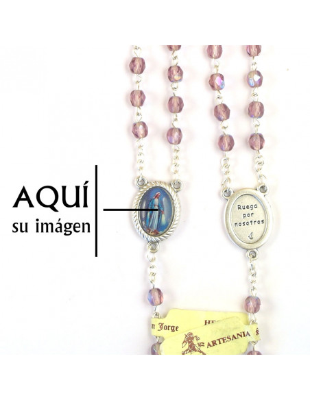 Rosario Cristal Tallado Divina Misericordia 7Mm En Caja