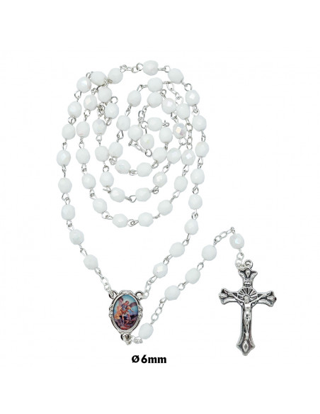 Rosario Cristal Tallado Divina Misericordia 7Mm En Caja