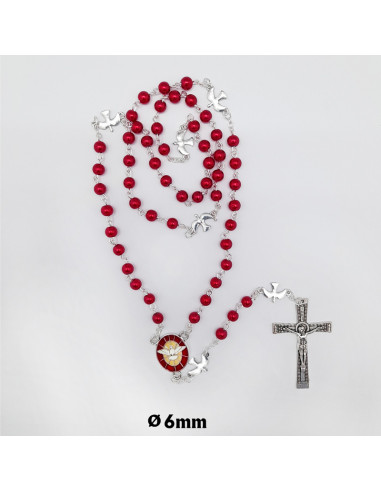 Rosario Cristal Liso Rojo Espiritu...