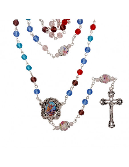 Rosario Cristal Tallado 6Mm Multicolor Pater 10Mm Con Rosa Interna