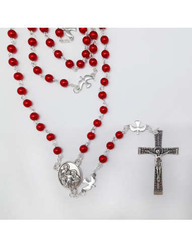Rosario Cristal Liso Rojo Espiritu...