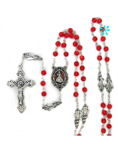 Rosario Cristal Tallado Rojo 6Mm...