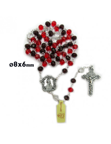 Rosario Cristal Tallado 8X6cm Divina Misericordia Paters Con Copeta