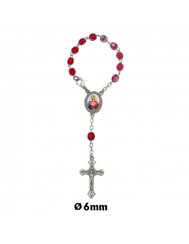 Decena Cristal Tallado 6Mm Rojo