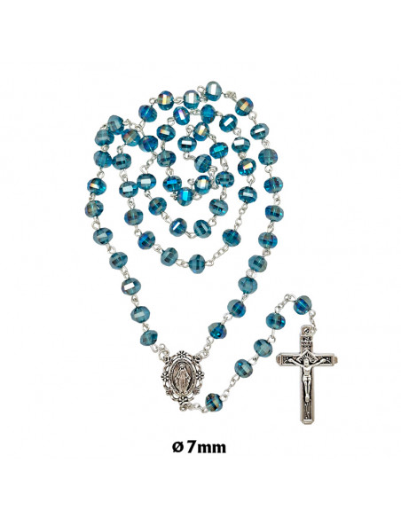 Rosario Cristal Tallado 7Mm Azul
