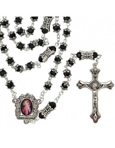 Rosario Cristal Tallado 6Mm Negro Con...