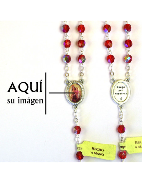 Rosario Cristal Tallado 6Mm Multicolor Pater 10Mm Con Rosa Interna