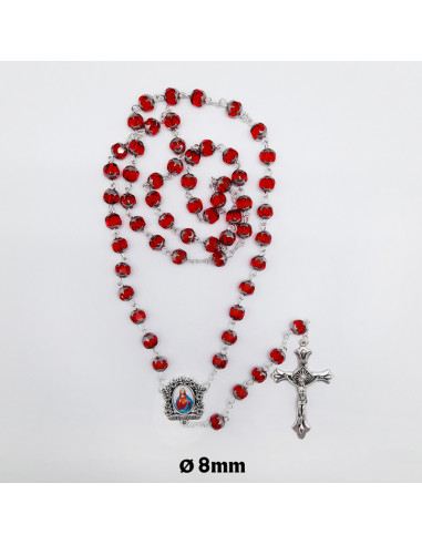 Rosario Cristal Tallado Rojo 8Mm Baño...